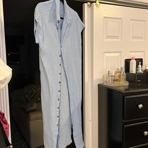 Light blue long bottom down cover up sz m